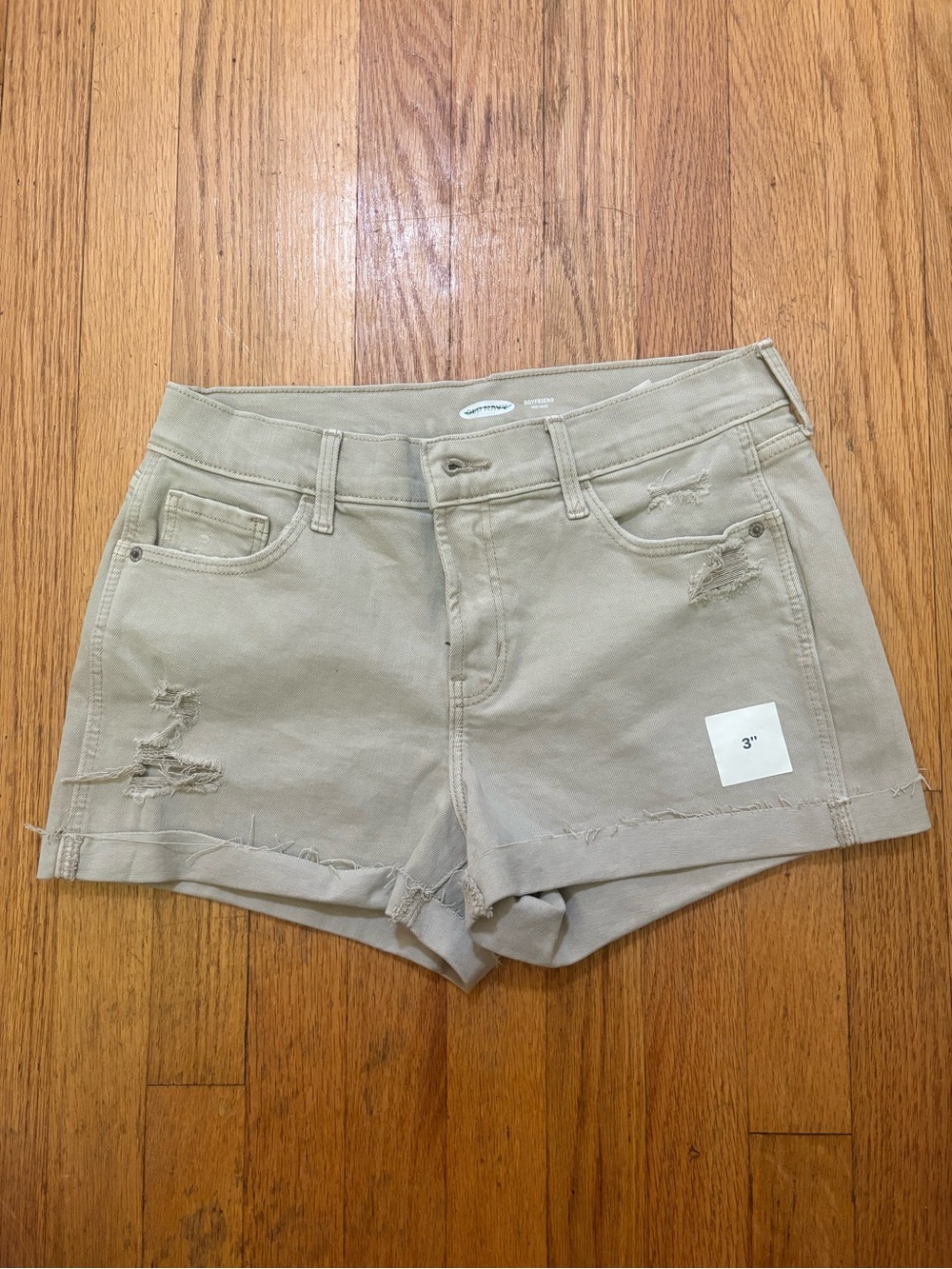 Old Navy Beige Distressed Denim Shorts